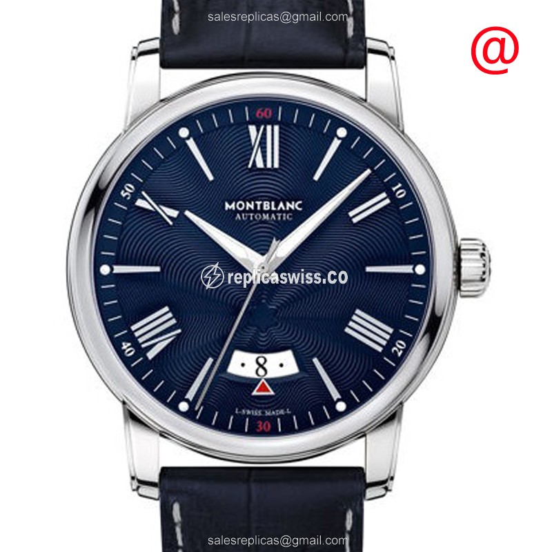 Mont Blanc 4810 Replica - Automatic - Steel Case - Blue Dial - Leather Blue Strap - Premium Replica MONTBLANC 4810 Replica Watch - Front View