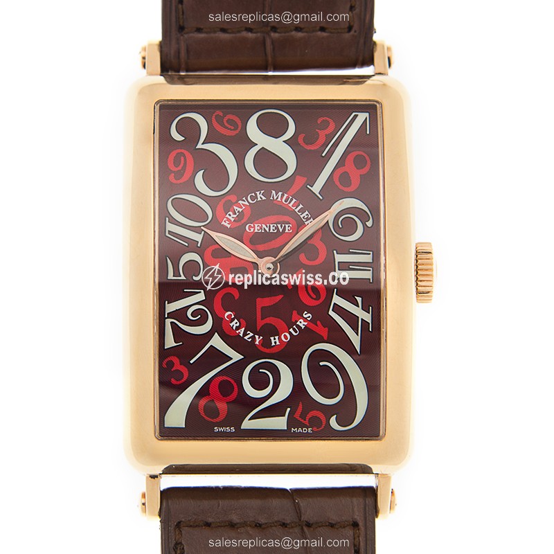 Franck Muller 1200 CH 5N Ladies - Automatic 18kt Rose Gold - Red Dial, Leather Strap