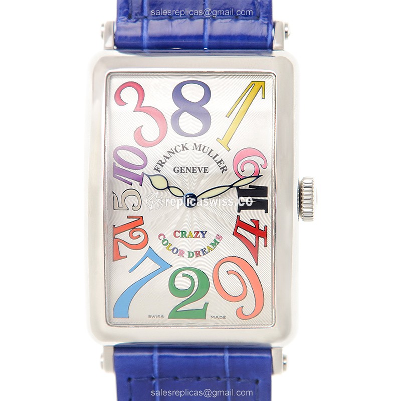 Franck Muller 1200 CH COL DRM Ladies - Automatic - Steel Case, White Dial, Blue Alligator Strap
