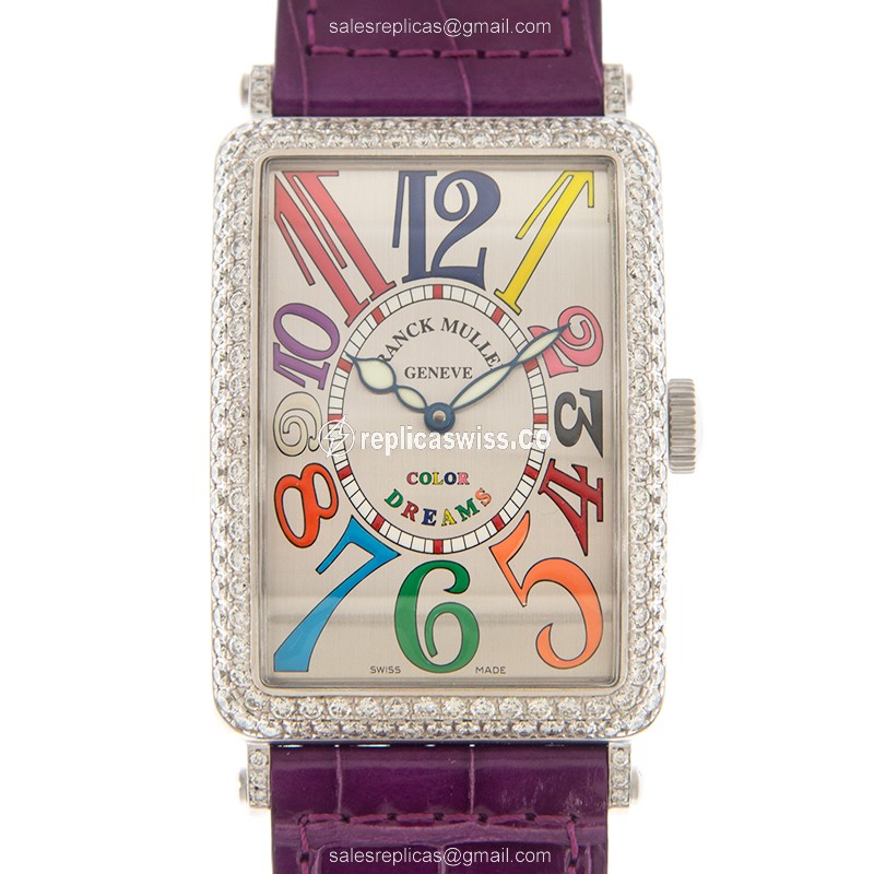Franck Muller 1200 SC D BR DRMOG-PUR LONG ISLAND - Automatic, 18kt White Gold Case, Silver Dial - Luxury Replica LONG ISLAND Watch
