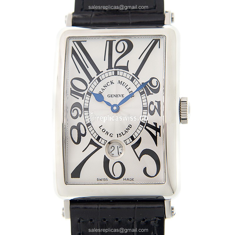 Franck Muller 1200 SC DT LONG ISLAND - Automatic - Stainless Steel - White Dial - Black Alligator Buckle - Luxury Replica LONG ISLAND Watch
