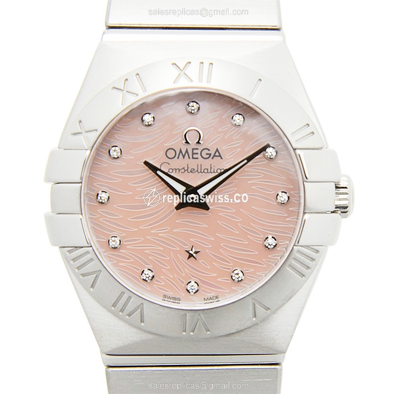 Omega Constellation Quartz Replica - Pink Dial - Steel Case - Silver Strap - Luxury Replica CONSTELLATION Watch
