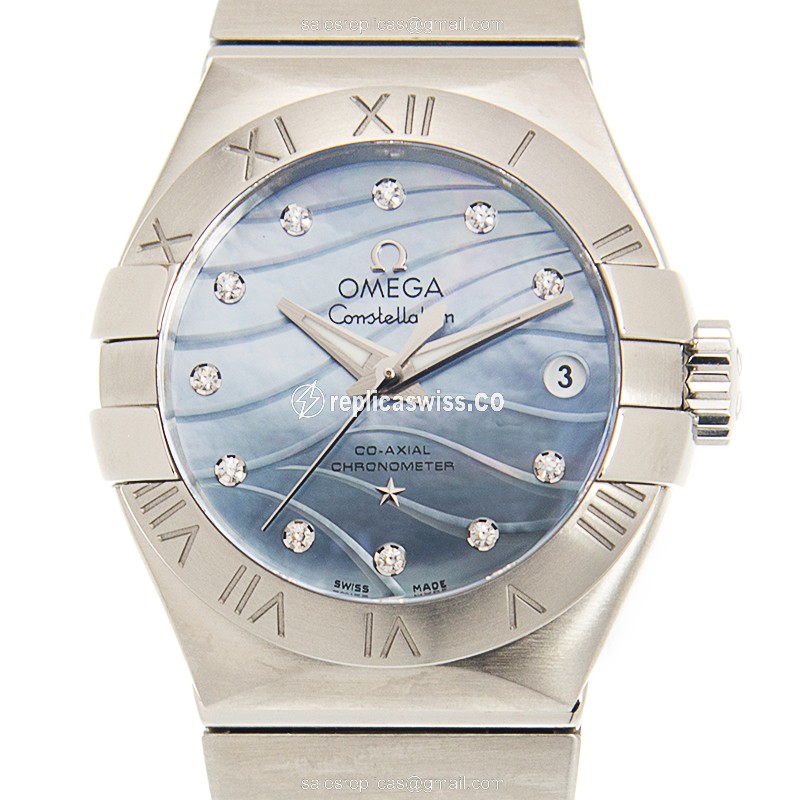 Omega Constellation Replica - Automatic - Steel Case - Blue Dial - Silver Steel Strap - Luxury Replica CONSTELLATION Watch