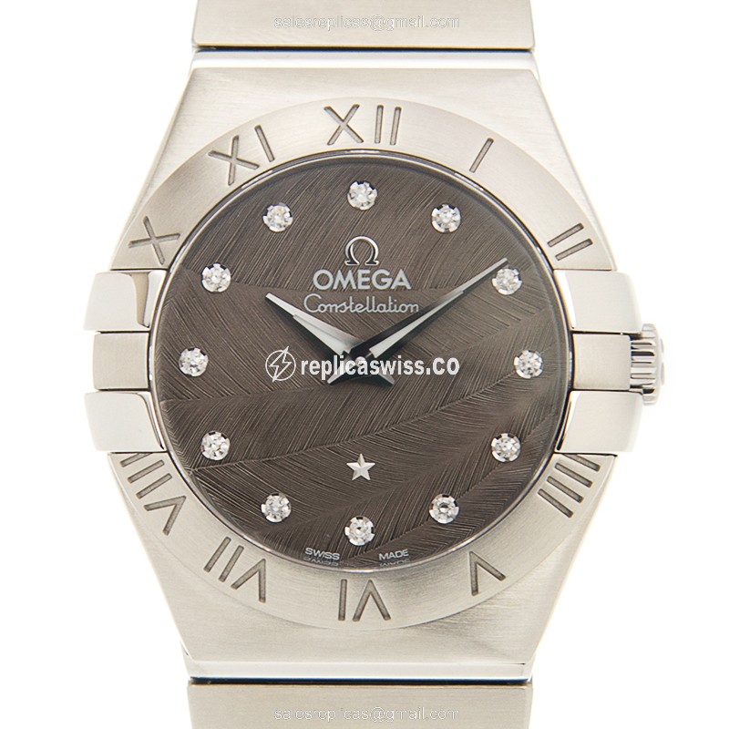 Omega Constellation Replica - Quartz - Dark Grey Dial, Silver Steel Clasp & Strap