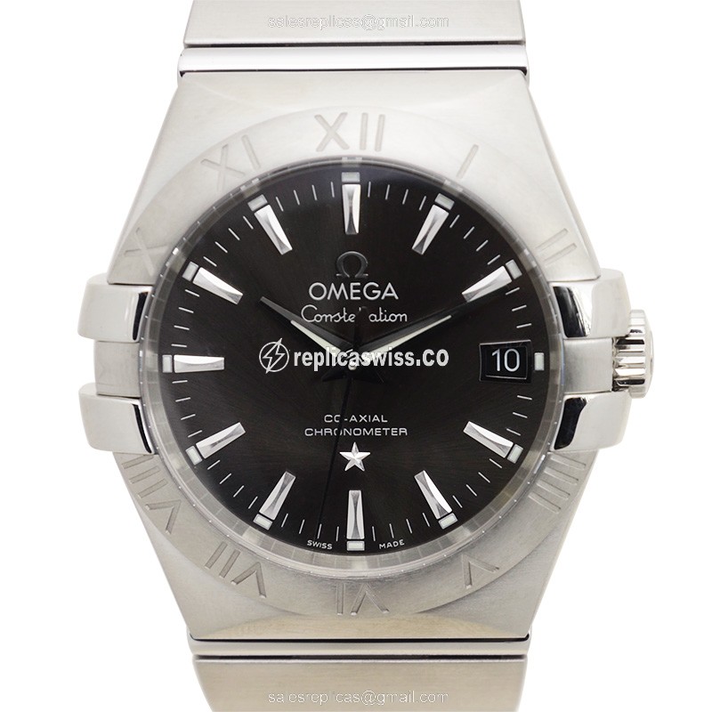 Omega Constellation Replica - Automatic - Stainless Steel - Gray Dial - Silver Clasp - Steel Strap