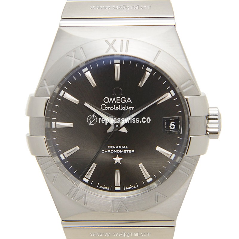 Omega Constellation Replica - Automatic | Stainless Steel Case | Gray Dial | Silver Clasp & Strap