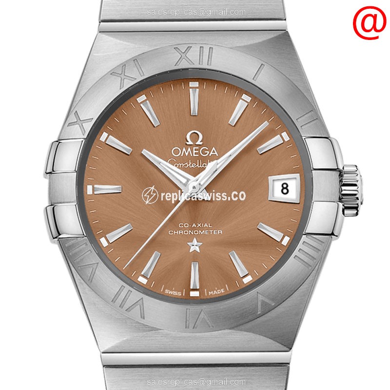 Omega Constellation Replica - Automatic - Stainless Steel - Brown Dial - Silver Clasp - Steel Strap - Luxury Replica CONSTELLATION Watch