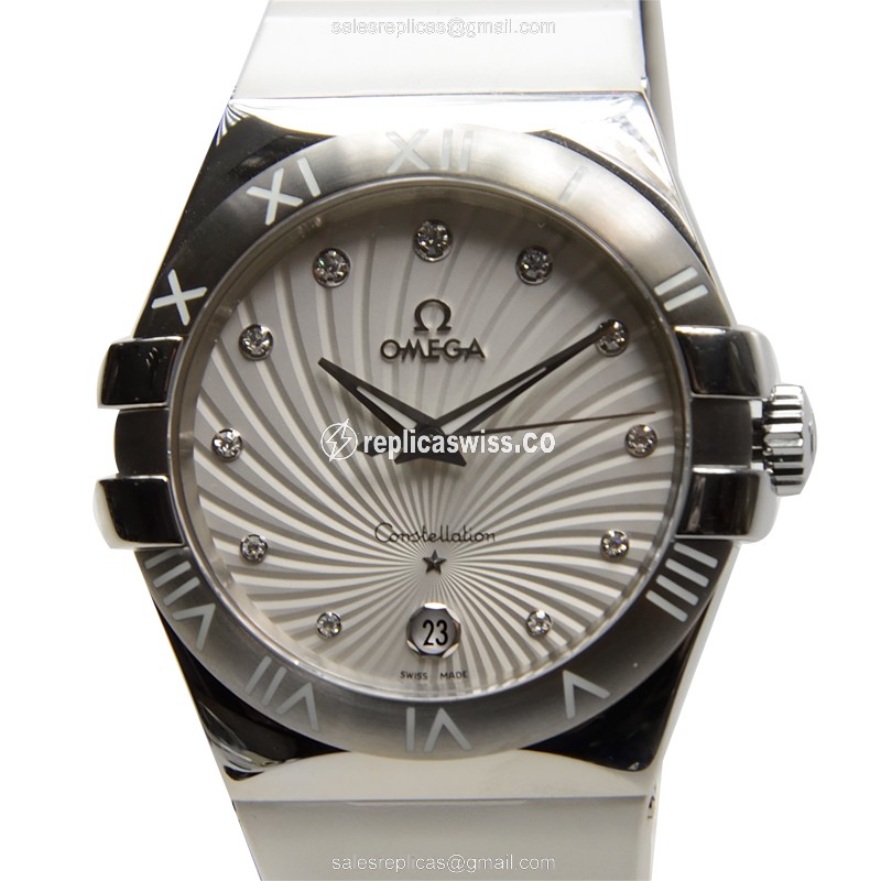 Omega Constellation Replica - Quartz - Stainless Steel Case - White Dial, Rubber Strap