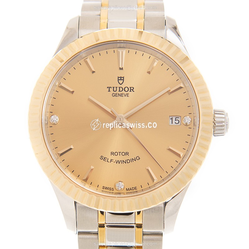Tudor 12313-65033-369DI-CH Replica - Automatic 18kt Gold - Steel Case - Gold Dial & Strap - Luxury Replica STYLE Watch