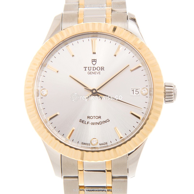 Tudor 12313-65033-369DI-SV Automatic Steel Case Silver Dial Gold Clasp 18kt Steel Band - Luxury Replica STYLE Watch