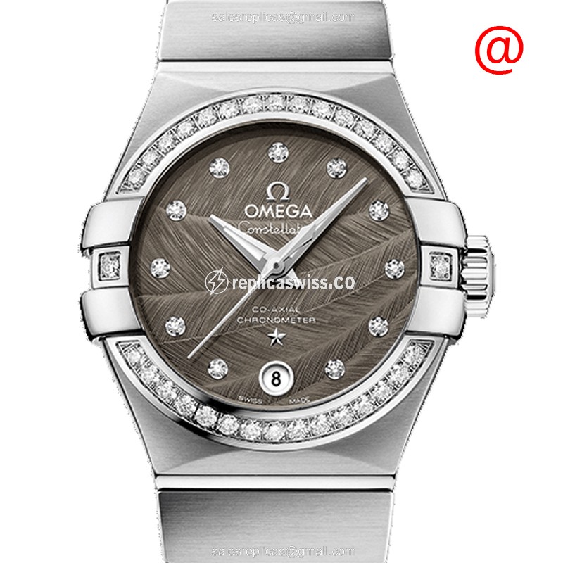 Omega Constellation Replica - Automatic - Diamond-Decorated - Gray Dial - Silver Steel Clasp - Luxury Replica CONSTELLATION Watch
