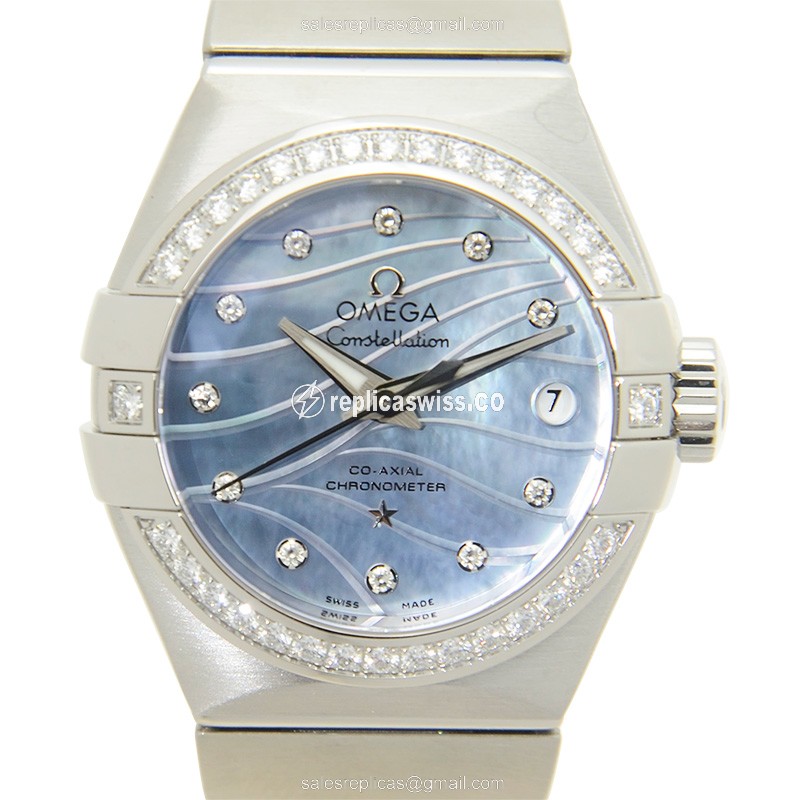 Omega Constellation Replica - Automatic - Steel Case - Blue Dial - Silver Steel Strap