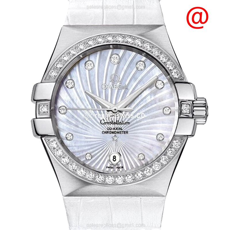 Omega Constellation Replica - Automatic - White Dial on White Alligator Strap