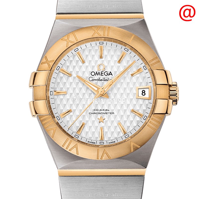Omega Constellation Replica - Automatic - 18kt Gold & Steel - Silver Dial - Gold Clasp - Luxury Replica CONSTELLATION Watch