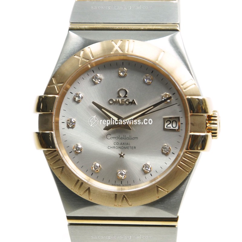 Omega Constellation Replica - Automatic - 18kt Rose Gold Case & Steel - Silver Dial - Gold Strap - Luxury Replica CONSTELLATION Watch