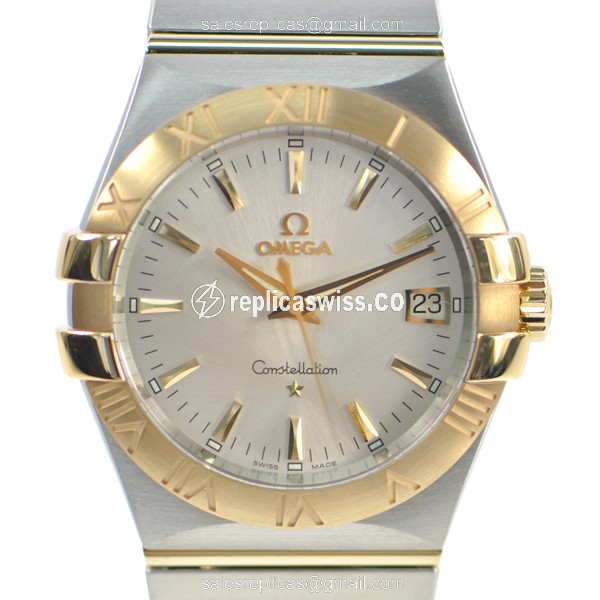 Omega Constellation Replica - Quartz - 18kt Gold & Steel - Silver Dial - Silver Strap - Luxury Replica CONSTELLATION Watch