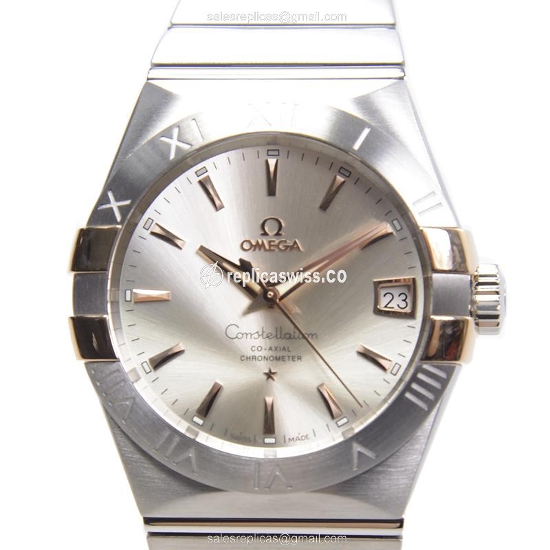 Omega Constellation Replica - Automatic - 18kt Rose Gold & Steel - Silver Dial