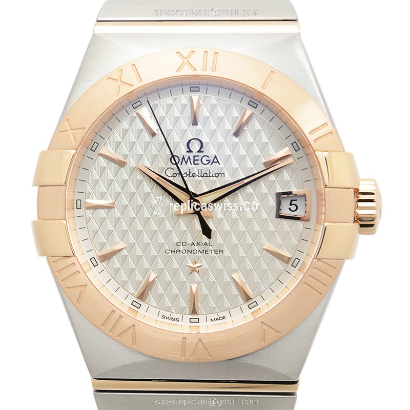 Omega Constellation Replica - Automatic - Silver Dial - 18kt Rose Gold & Steel Case