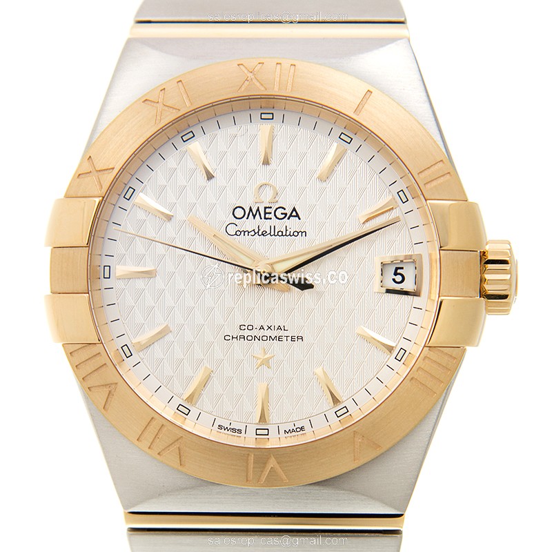Omega Constellation Replica - Automatic - 18kt Gold & Steel - White Dial - Gold Clasp - Luxury Replica CONSTELLATION Watch
