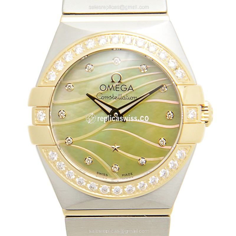 Omega Constellation Replica - 18kt Gold Case, Diamond Accents, Silver Dial | Automatic Movement
