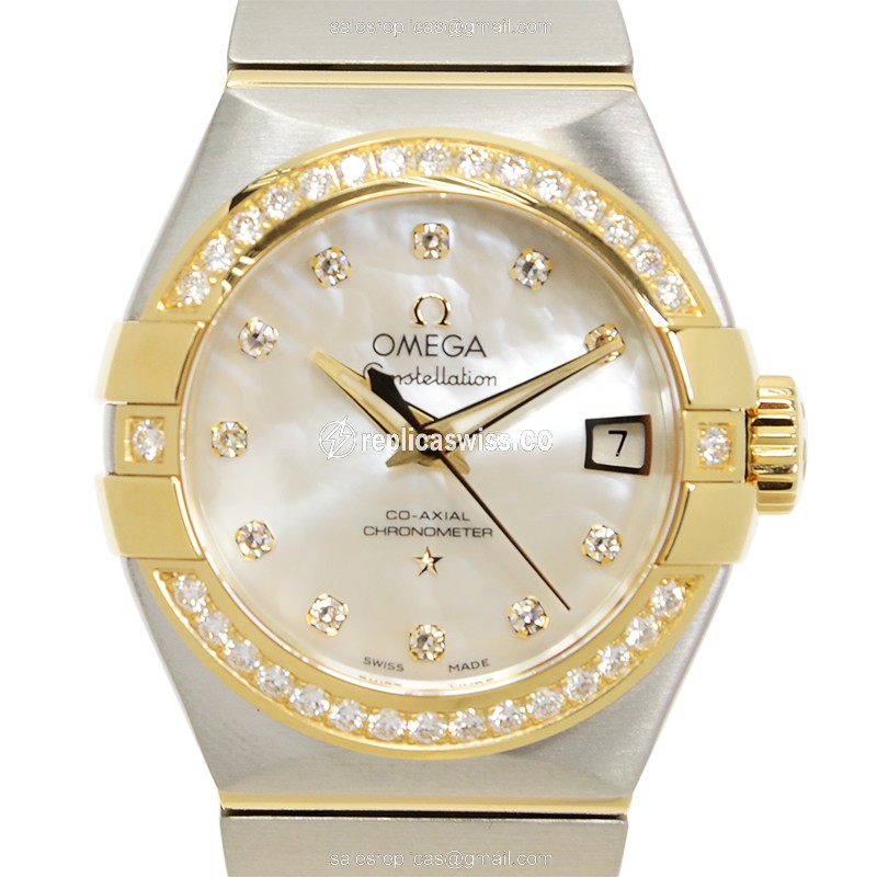 Omega Constellation Replica - Automatic - 18kt Gold - Silver Dial & Steel Strap