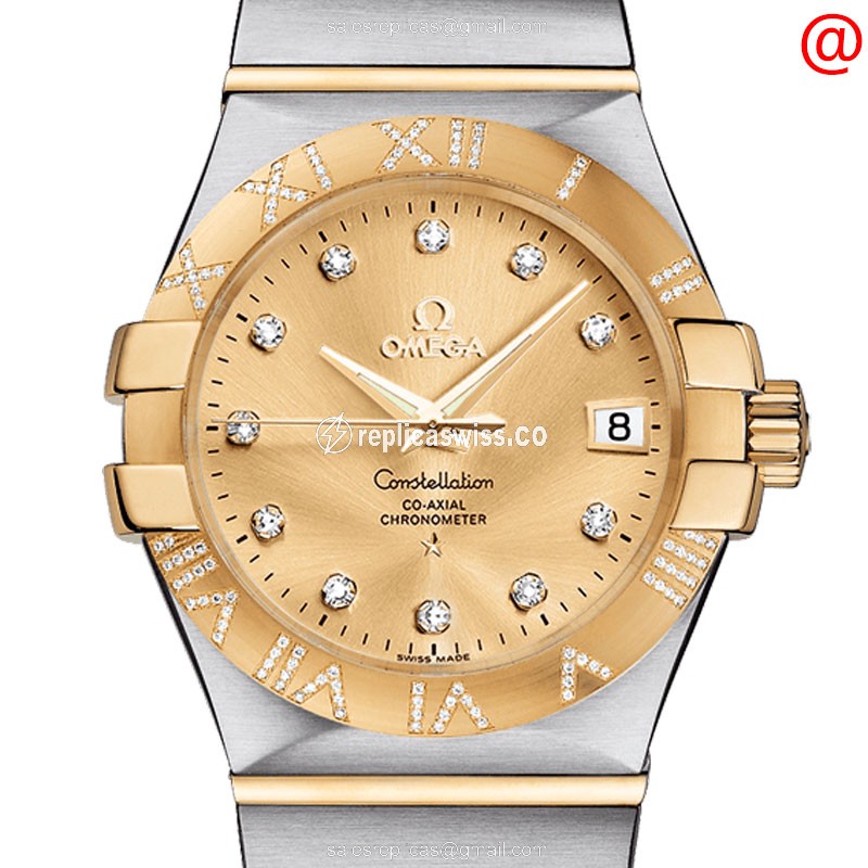 Omega Constellation Replica - Automatic - 18kt Gold & Steel - Yellow Dial - Gold Clasp
