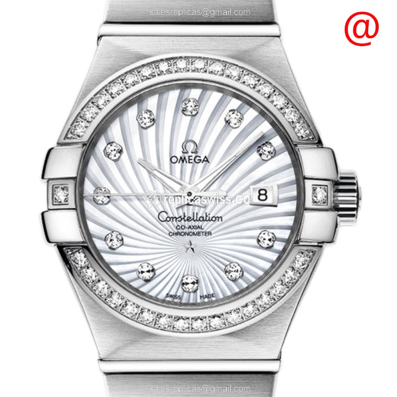 Omega Constellation Replica - Automatic - 18kt White Gold - Diamond - White Dial - Silver Gold Clasp