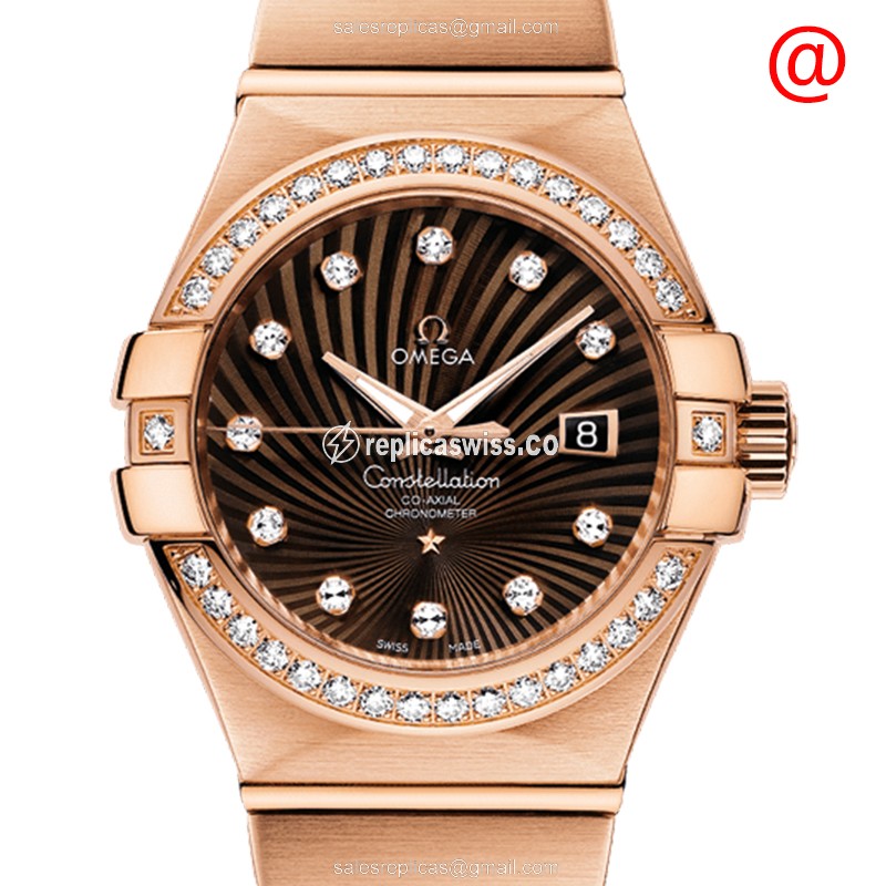 Omega Constellation Replica - Automatic - 18kt Rose Gold Case - Brown Dial