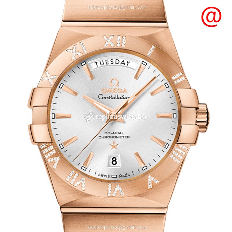 Omega Constellation Replica - Automatic - 18kt Rose Gold Case - Silver Dial