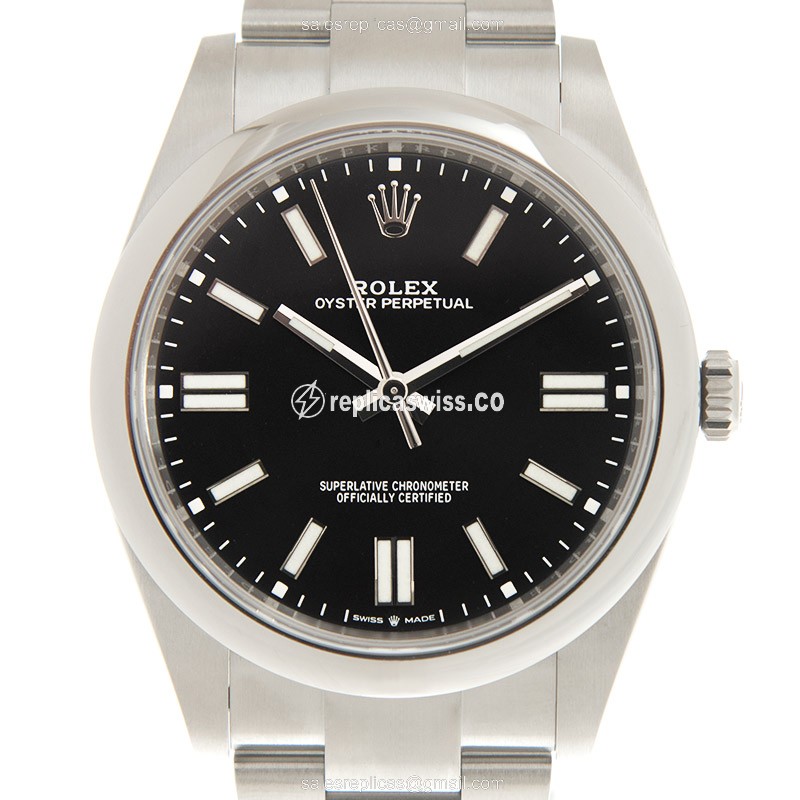 Rolex OYSTER PERPETUAL Replica - Automatic - Black Dial, Steel Case - Luxury Replica OYSTER PERPETUAL Watch