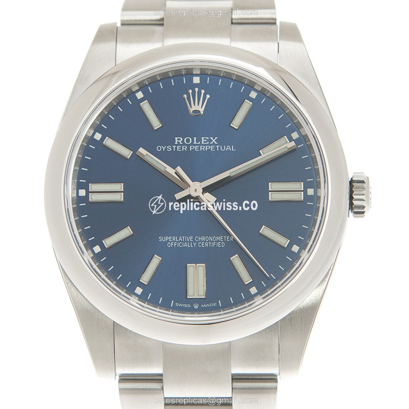Rolex 124300-0003 Replica - Automatic - Steel Case, Blue Dial on Silver Strap