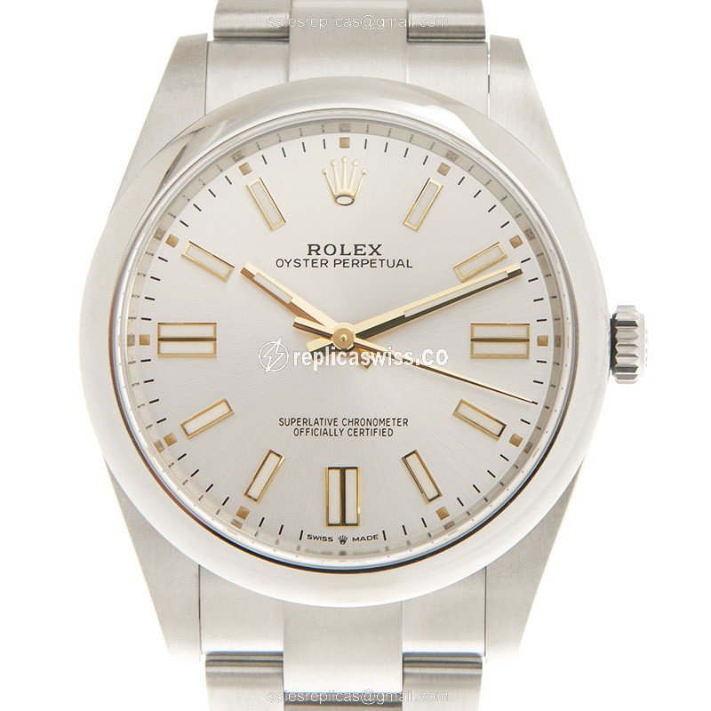 Rolex OYSTER PERPETUAL Replica - Automatic - Steel Case - Silver Dial - Luxury Replica OYSTER PERPETUAL Watch