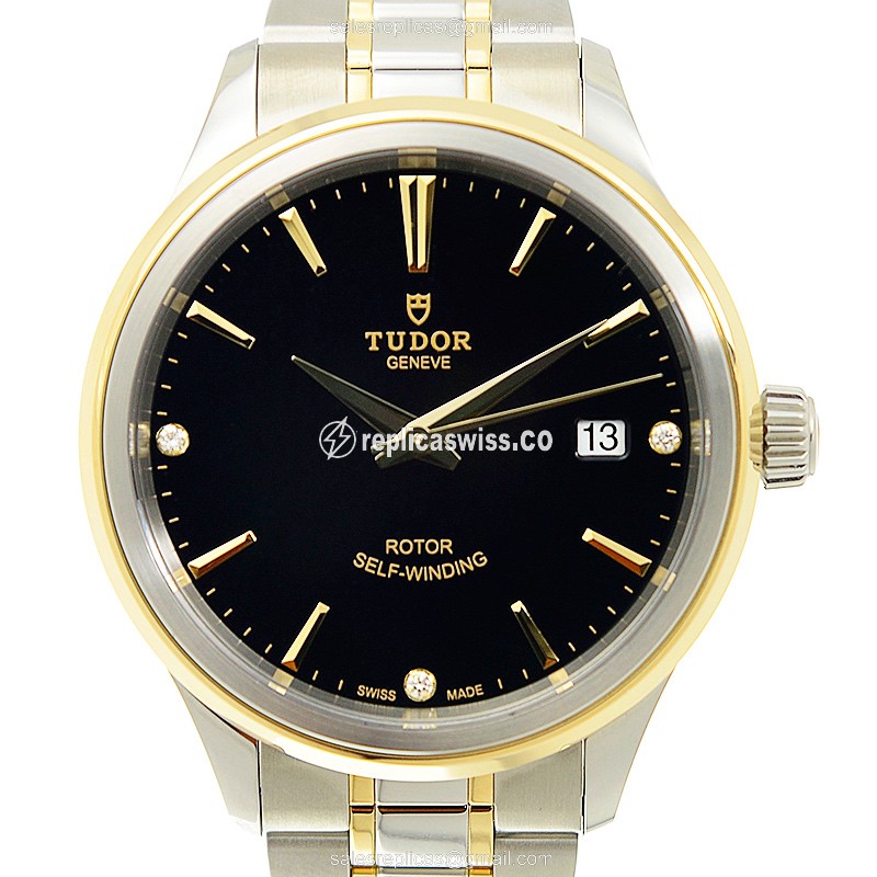 Tudor Watch Replica - Automatic Steel Black Dial Gold Strap - Luxury Replica STYLE Watch