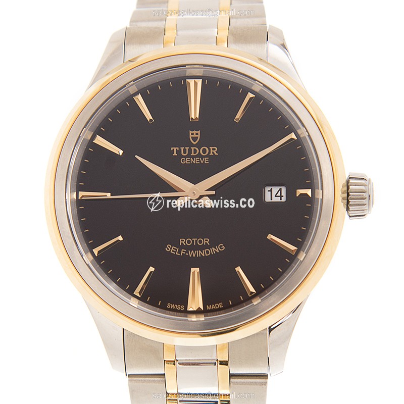 Tudor 12503-65053-BK Replica - Automatic - 18kt Gold & Steel - Black Dial - Luxury Replica STYLE Watch