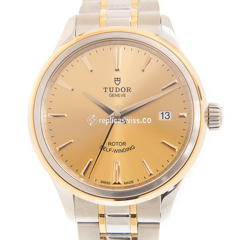 Automatic Tudor 12503-65053-CH - 18kt Gold & Steel - Gold Dial - Gold Clasp - Luxury Replica STYLE Watch