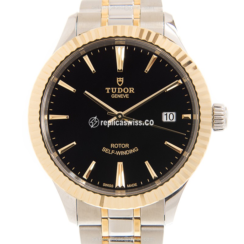 Tudor 12513-65053-BK Automatic - 18kt Gold & Steel Case - Black Dial - Luxury Replica STYLE Watch