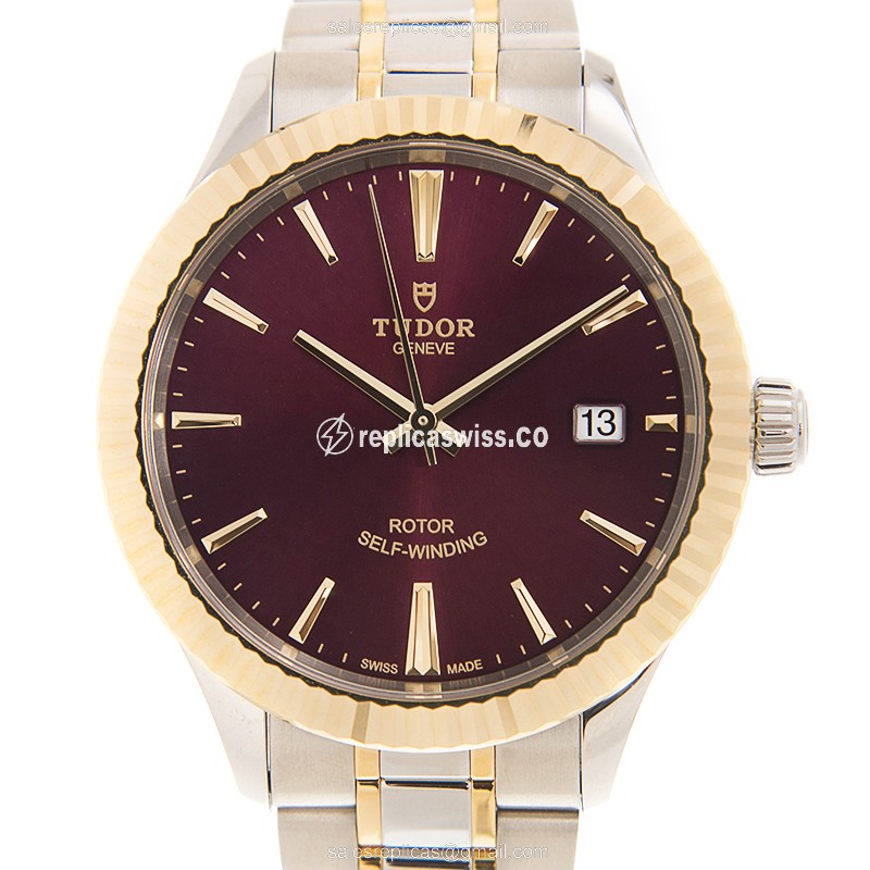 Automatic Tudor 12513-65053-PUR - 18kt Gold & Steel Case - Purple Dial - Gold Strap - Luxury Replica STYLE Watch