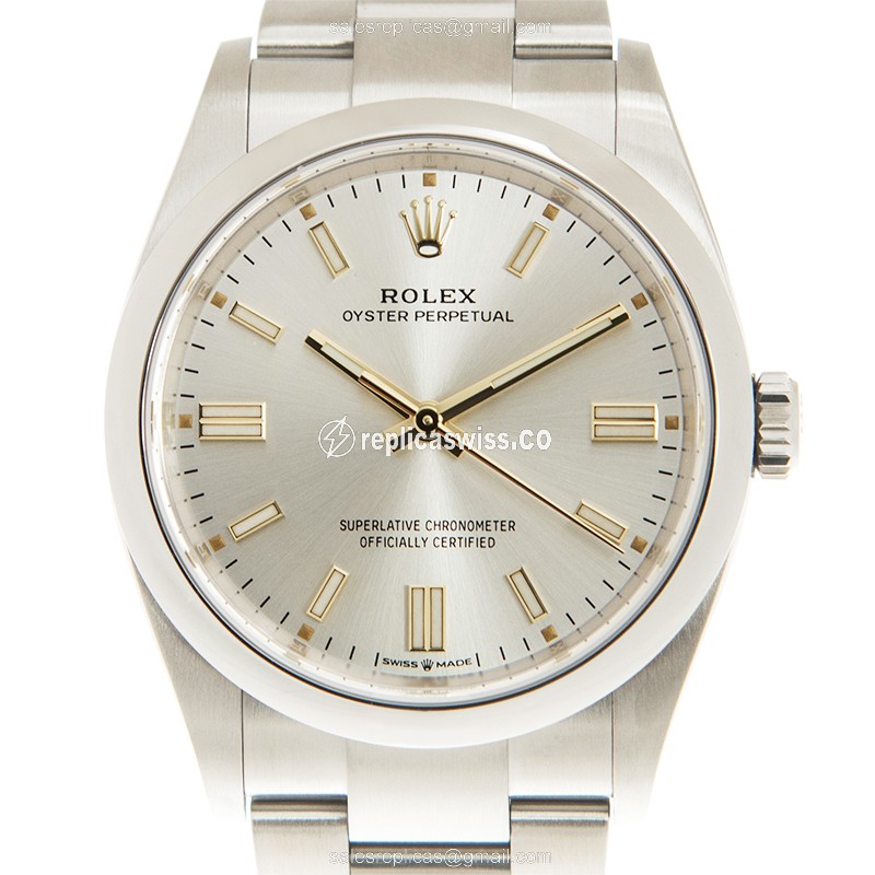Rolex OYSTER PERPETUAL Replica - Automatic - Steel Case - Silver Dial - Luxury Replica OYSTER PERPETUAL Watch