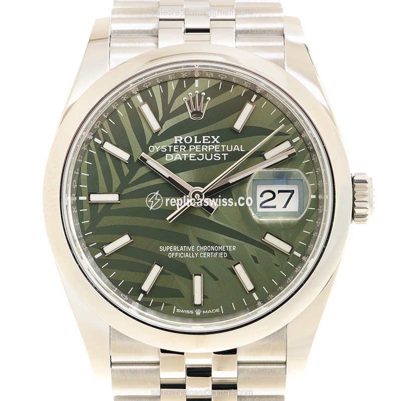 Rolex Datejust Replica - Automatic - Green Dial - Steel Case - Silver Strap