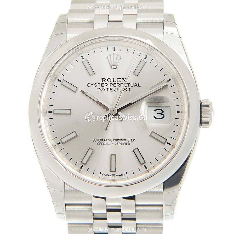 Rolex DATEJUST Replica - Automatic - Silver Case - Silver Dial, Steel Clasp & Strap - Luxury Replica DATEJUST Watch
