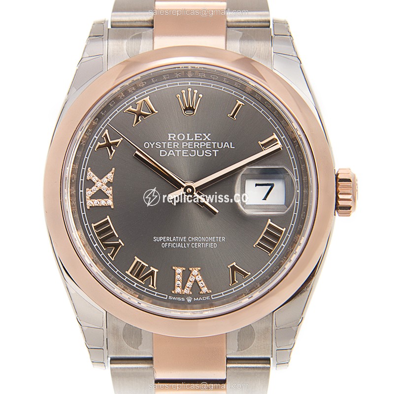 Rolex DATEJUST Replica - 18kt Rose Gold & Steel - Automatic, Gray Dial