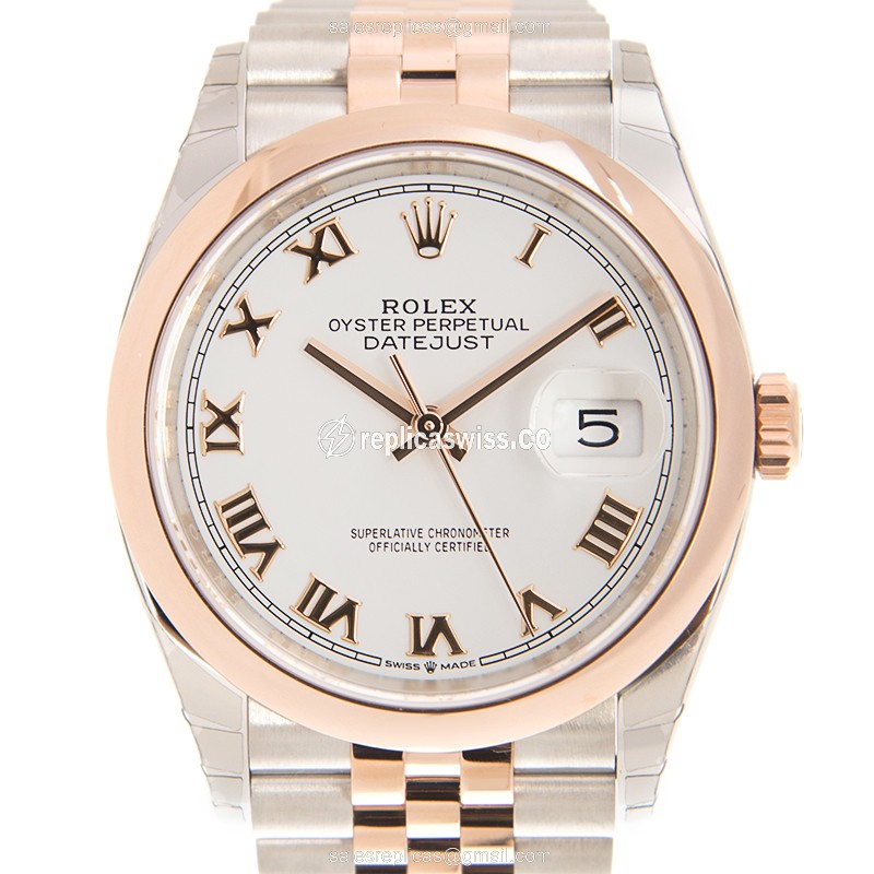Rolex Datejust Replica - Automatic - White Dial - Steel & 18kt Rose Gold
