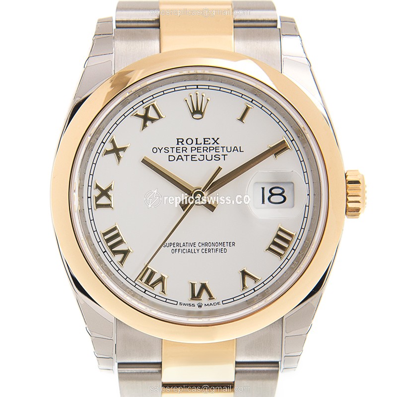 Rolex DATEJUST Replica - 18kt Gold/Steel - Automatic - White Dial