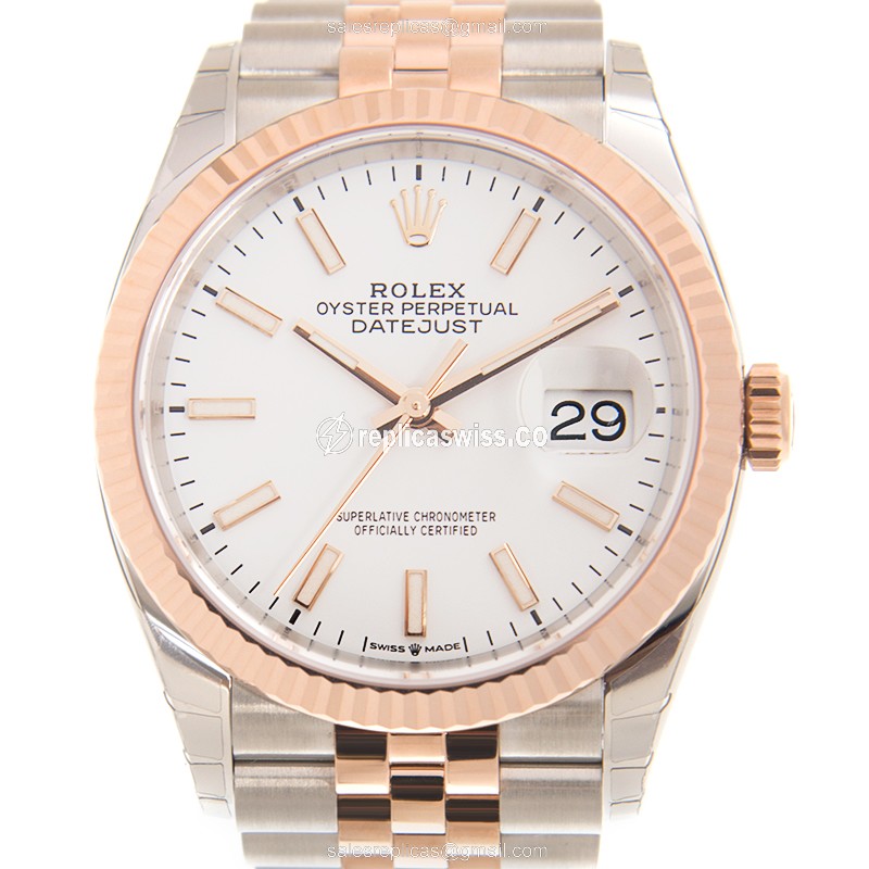 Rolex Datejust Replica - 18kt Rose Gold & Steel - Automatic - White Dial