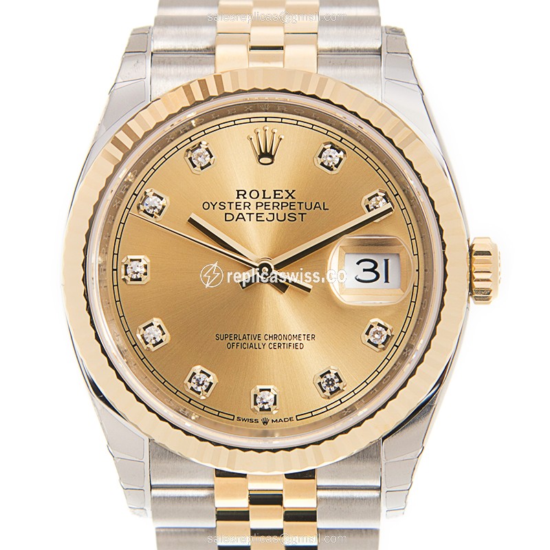 Rolex DATEJUST Replica - Automatic - Gold & Steel Case - Gold Dial