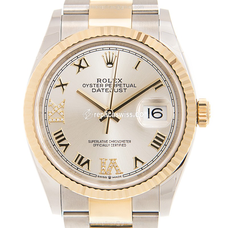 Rolex Datejust Replica - Automatic - 18kt Gold Case - Silver Dial - Gold & Steel Clasp