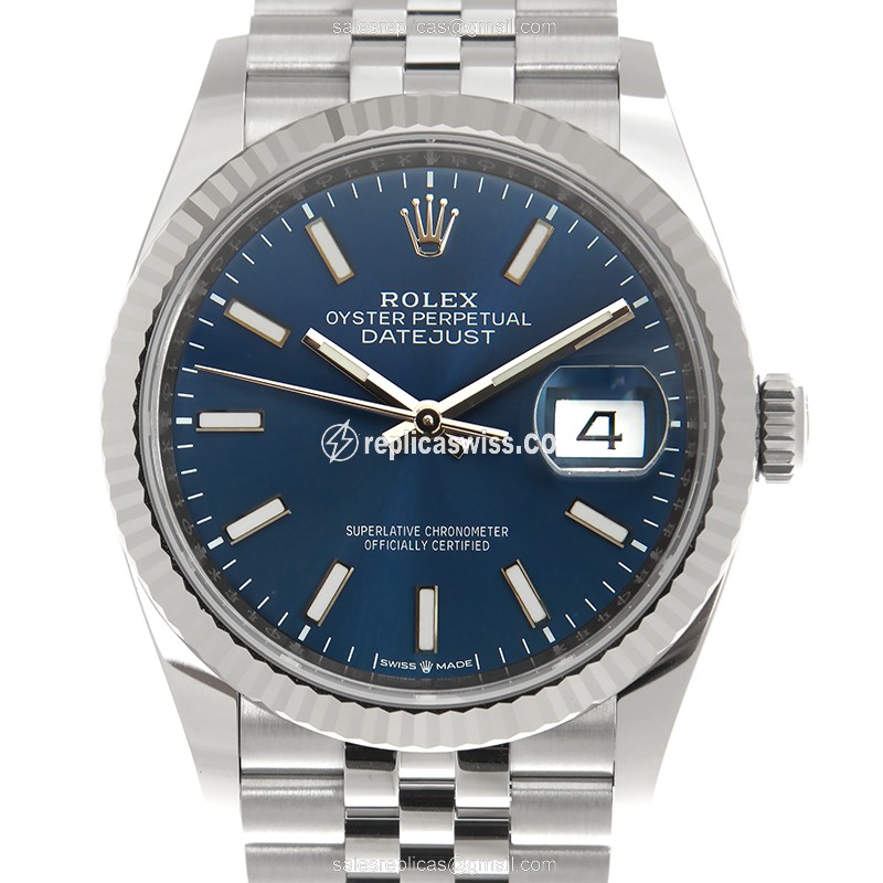 Rolex Datejust Replica - Automatic - White Gold & Steel - Blue Dial