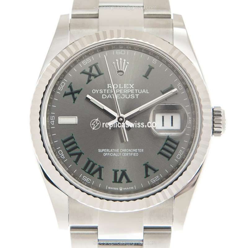 Rolex Datejust Replica - Automatic - White Gold & Steel - Green Dial - Silver Clasp - Luxury Replica DATEJUST Watch