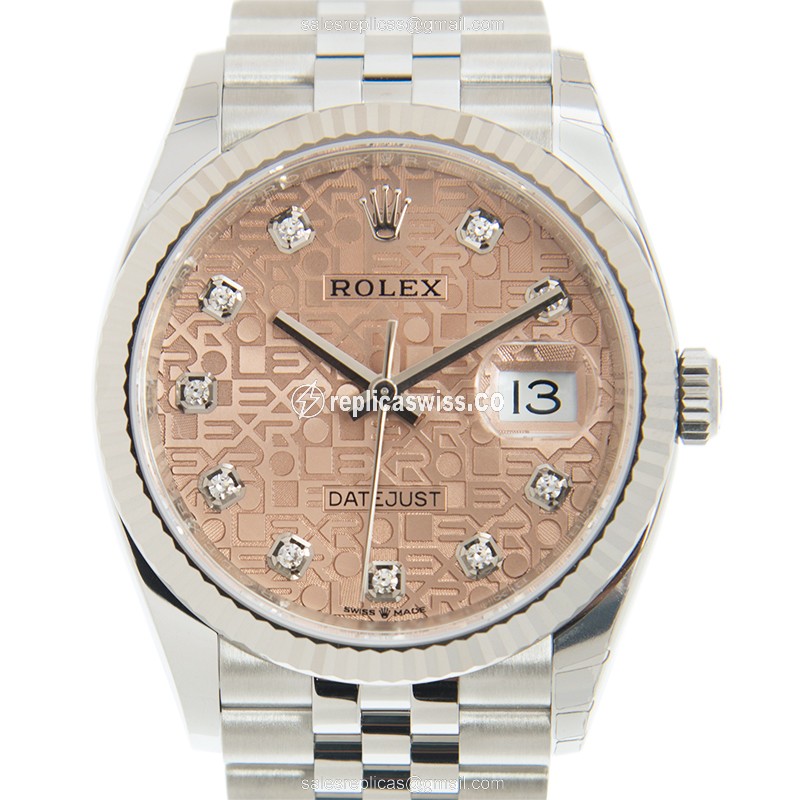 Rolex DATEJUST Replica - Automatic - White Gold & Steel - Pink Dial - Silver Clasp - Luxury Replica DATEJUST Watch