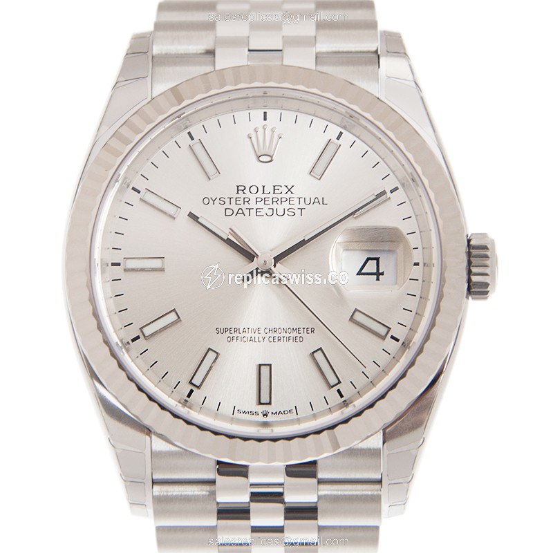 Rolex Datejust Replica - Automatic - White Gold & Steel - Silver Dial